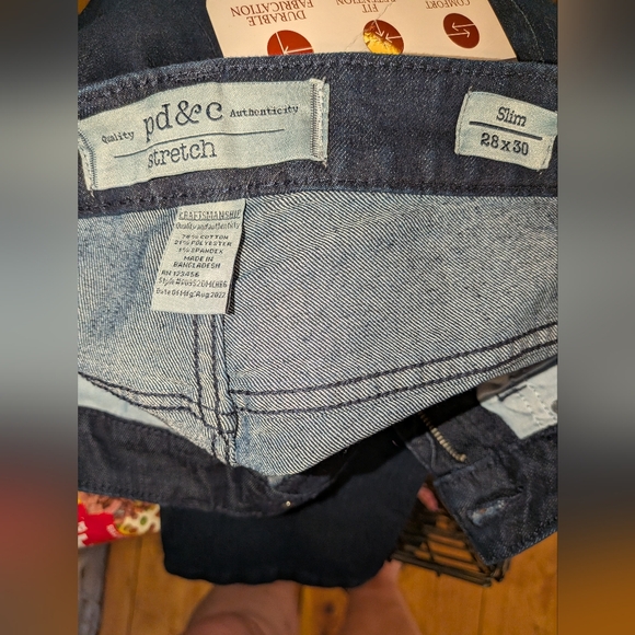 P D & C Mens Dark Blue Slim Fit Stretch Jeans 28 x 30 NWT - Picture 4 of 8